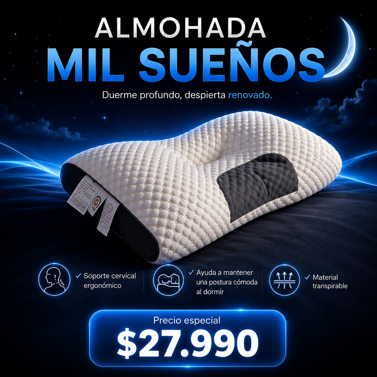 Mil Sueños - Almohada Cervical Ergonómica